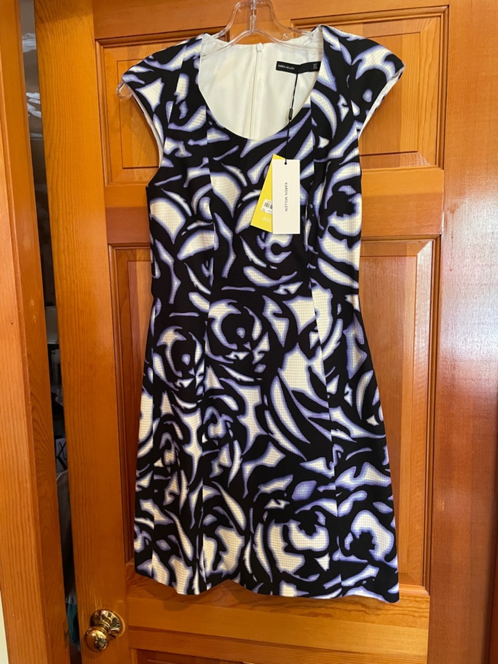 NWT Karen Millen Black, White, Purple, Blue Floral  Mini Dress